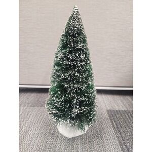 Dept 56 Christmas Village Flocked Bottle Brush Pine Tree 16 Inches Tall